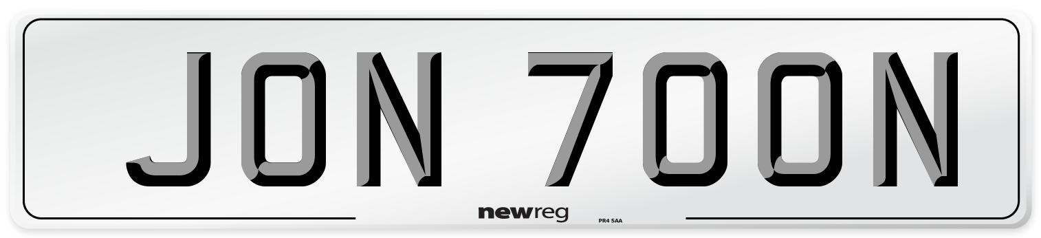 JON 700N Number Plate from New Reg